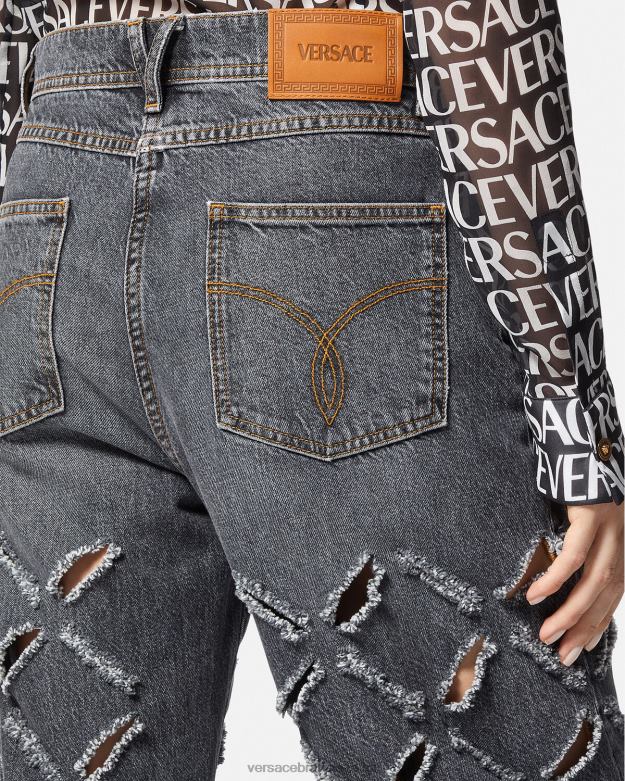oblečenie X8X8P226 Versace strihané široké džínsy sivá ženy