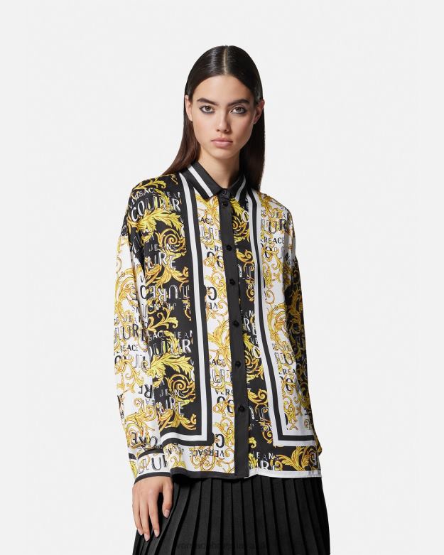 oblečenie X8X8P2202 Versace módna košeľa s logom čierne zlato ženy