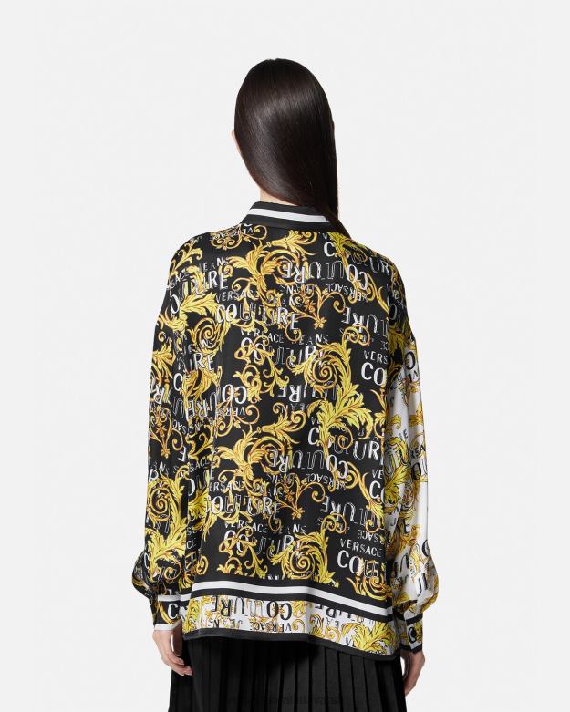 oblečenie X8X8P2202 Versace módna košeľa s logom čierne zlato ženy