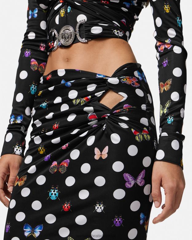 oblečenie X8X8P158 Versace motýľová viazaná midi sukňa vytlačiť ženy