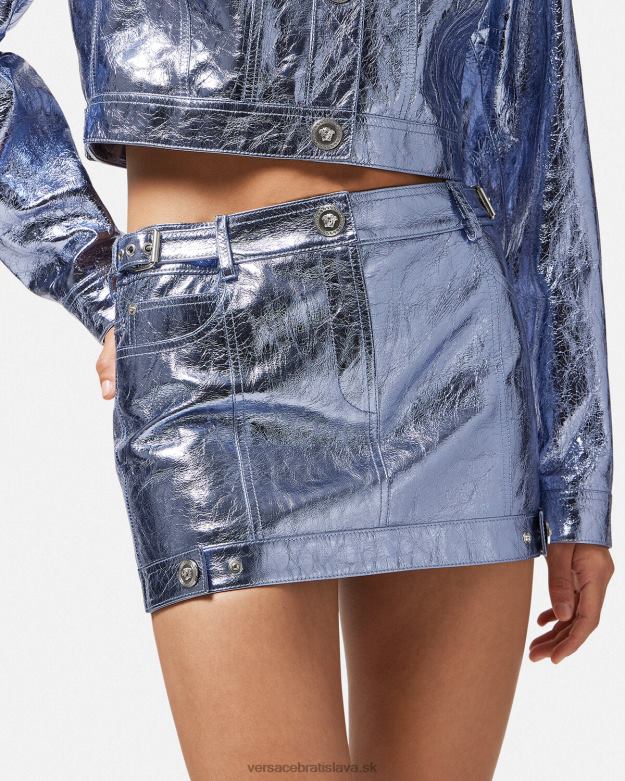 oblečenie X8X8P160 Versace Medusa metalická kožená minisukňa kovové ženy