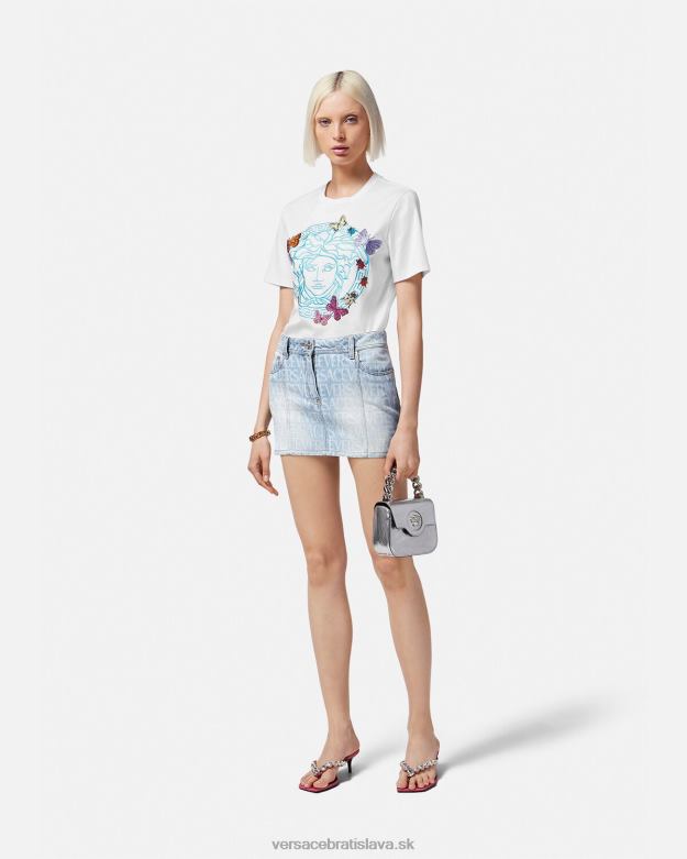 oblečenie X8X8P166 Versace celoplošná džínsová minisukňa Modrá ženy