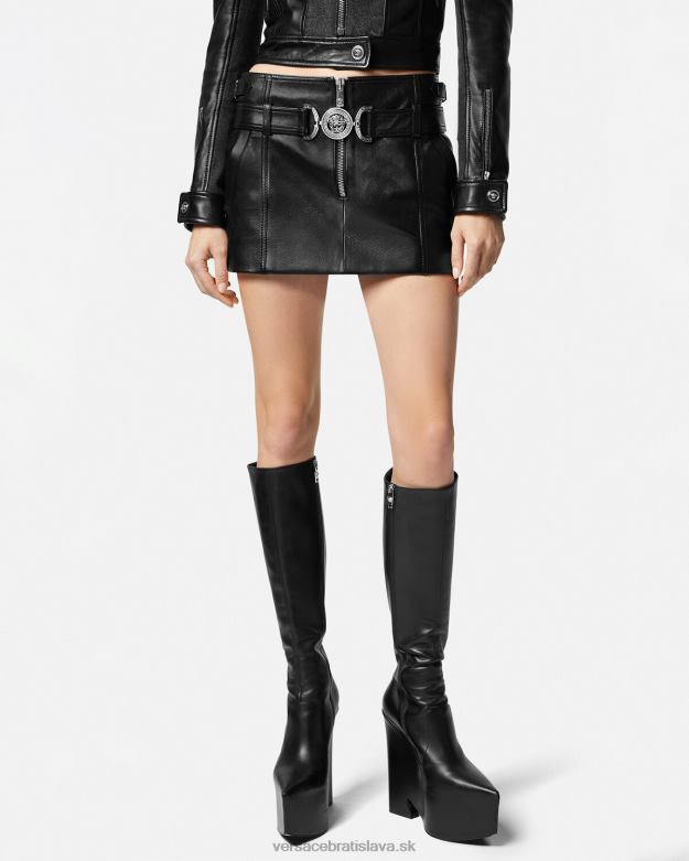 oblečenie X8X8P175 Versace kožená minisukňa medusa \'95 čierna ženy
