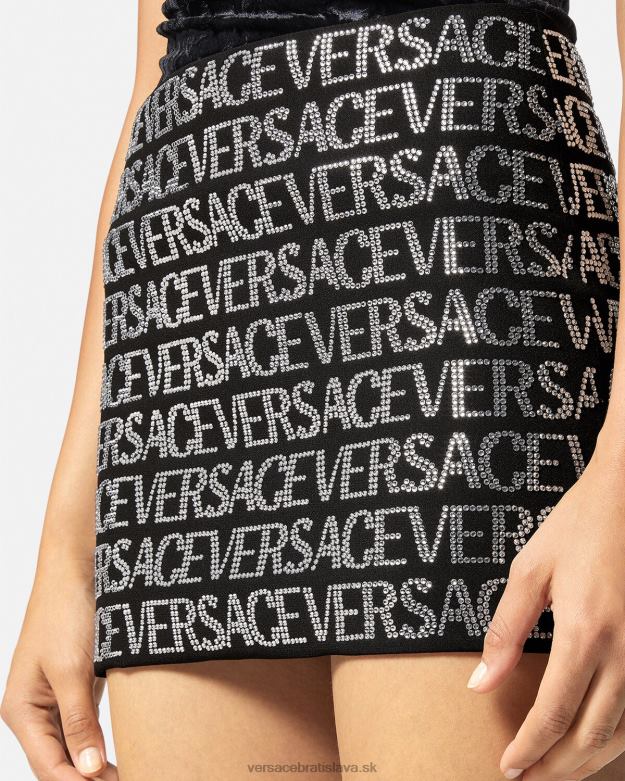 oblečenie X8X8P177 Versace krištáľová celoplošná minisukňa čierna ženy