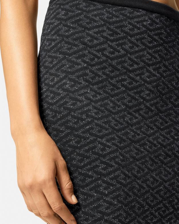oblečenie X8X8P179 Versace žakárová pletená sukňa la greca medusa čierna ženy