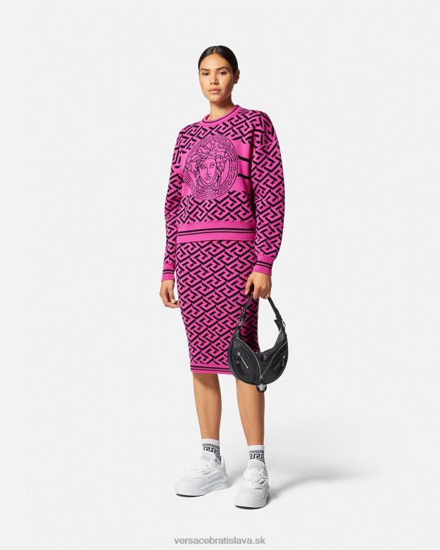 oblečenie X8X8P180 Versace la greca žakárová midi sukňa fuchsiová ženy