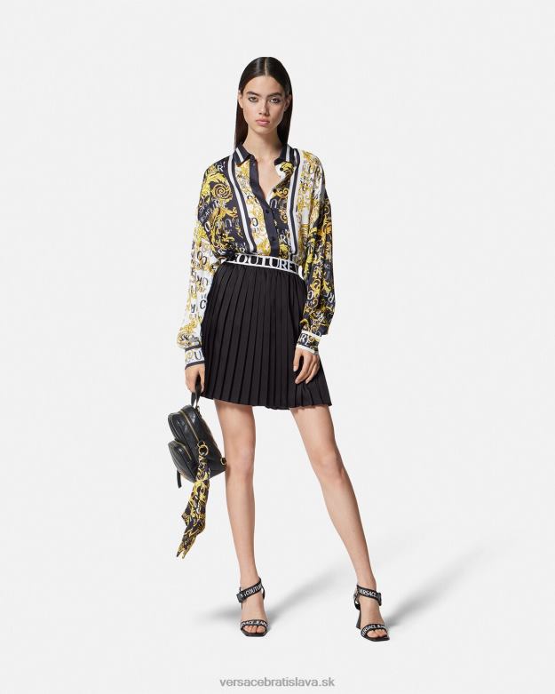 oblečenie X8X8P2152 Versace plisovaná sukňa s logom čierna ženy