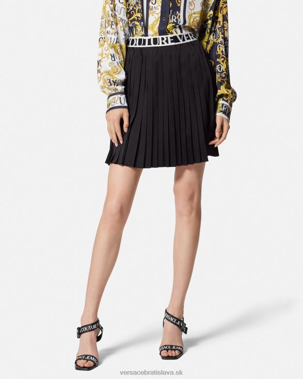oblečenie X8X8P2152 Versace plisovaná sukňa s logom čierna ženy