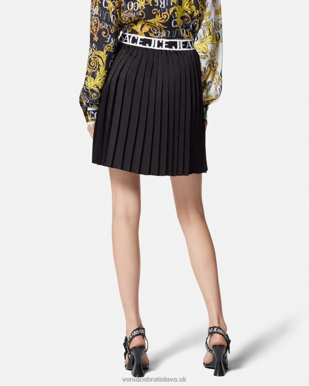 oblečenie X8X8P2152 Versace plisovaná sukňa s logom čierna ženy