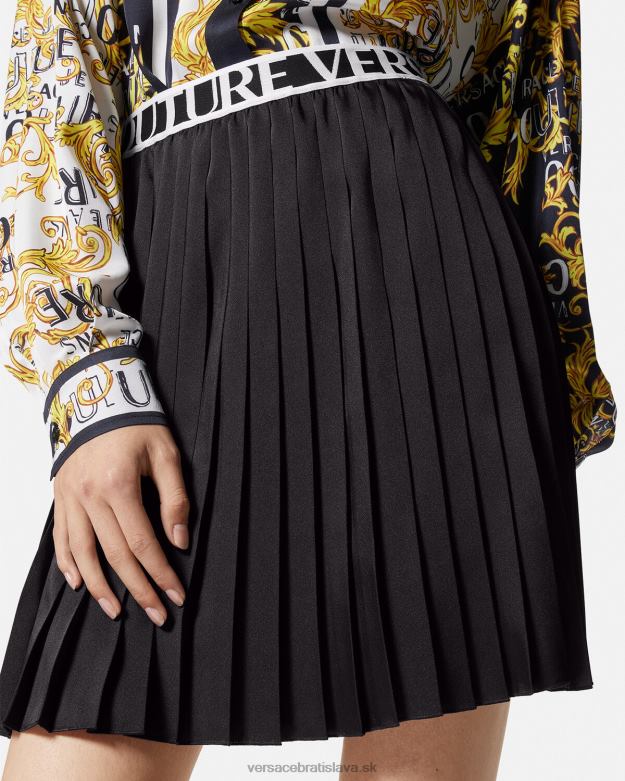 oblečenie X8X8P2152 Versace plisovaná sukňa s logom čierna ženy