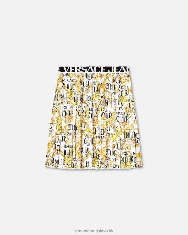 oblečenie X8X8P2248 Versace couture plisovaná sukňa s logom zlatá a biela ženy