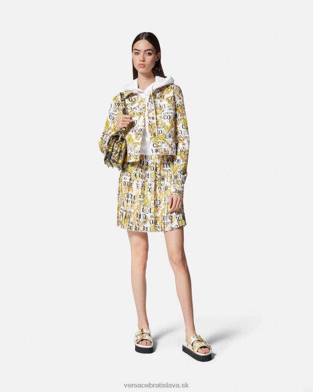 oblečenie X8X8P2248 Versace couture plisovaná sukňa s logom zlatá a biela ženy