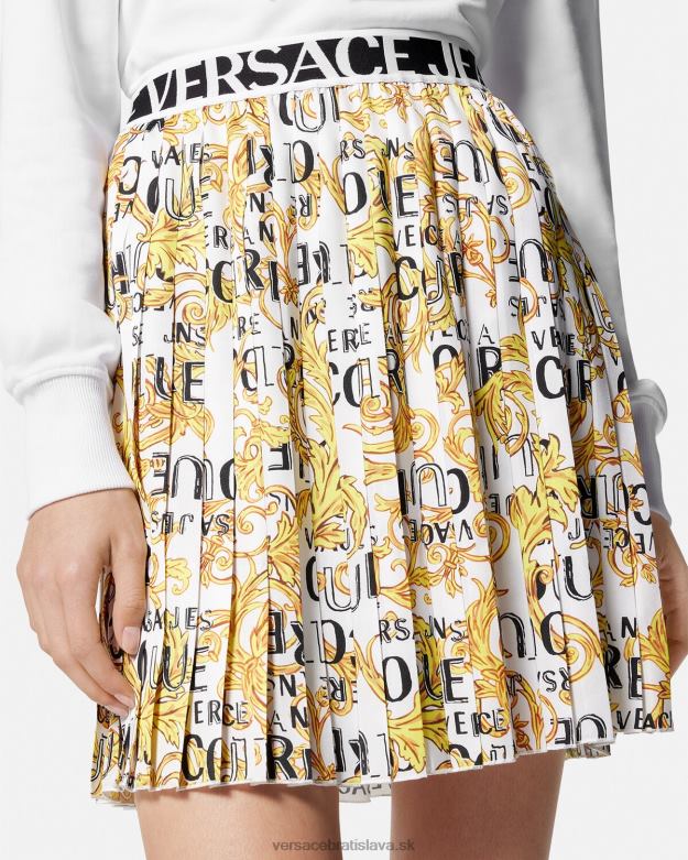 oblečenie X8X8P2248 Versace couture plisovaná sukňa s logom zlatá a biela ženy