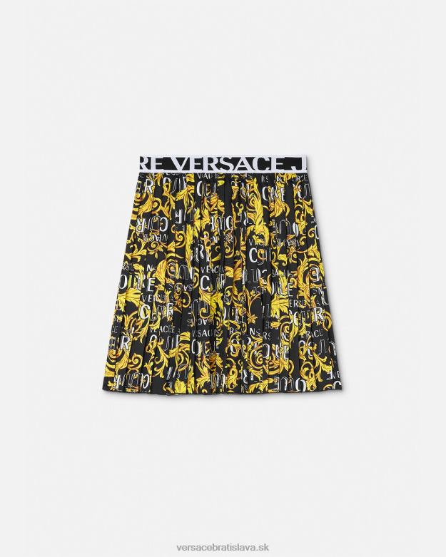 oblečenie X8X8P2250 Versace couture plisovaná sukňa s logom čierne zlato ženy