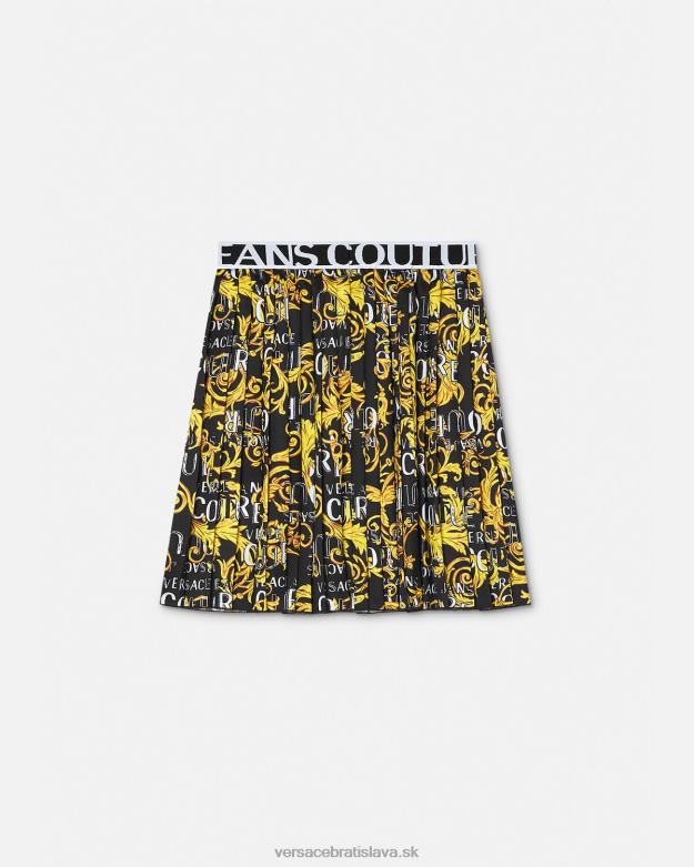 oblečenie X8X8P2250 Versace couture plisovaná sukňa s logom čierne zlato ženy