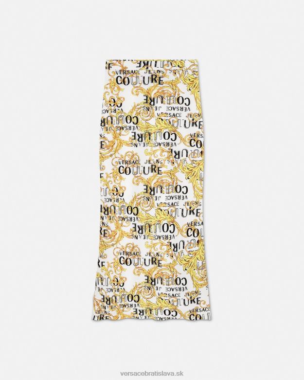 oblečenie X8X8P2251 Versace couture midi sukňa s logom zlatá a biela ženy