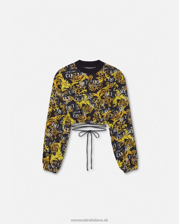 oblečenie X8X8P2224 Versace logo couture crop mikina čierne zlato ženy