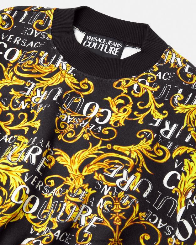 oblečenie X8X8P2224 Versace logo couture crop mikina čierne zlato ženy