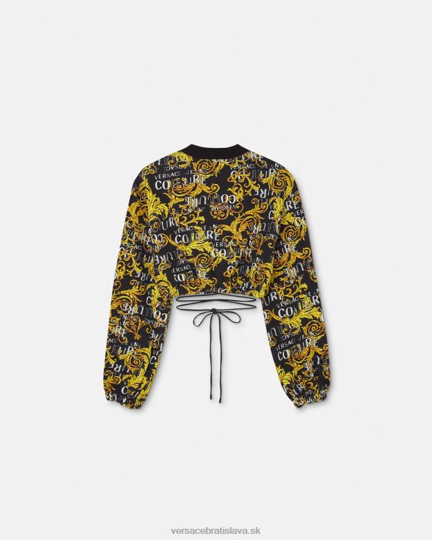 oblečenie X8X8P2224 Versace logo couture crop mikina čierne zlato ženy