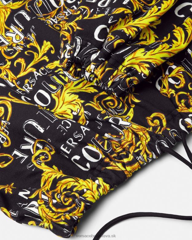 oblečenie X8X8P2224 Versace logo couture crop mikina čierne zlato ženy