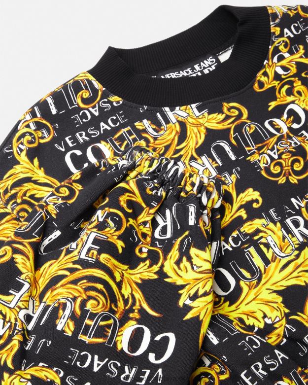 oblečenie X8X8P2224 Versace logo couture crop mikina čierne zlato ženy