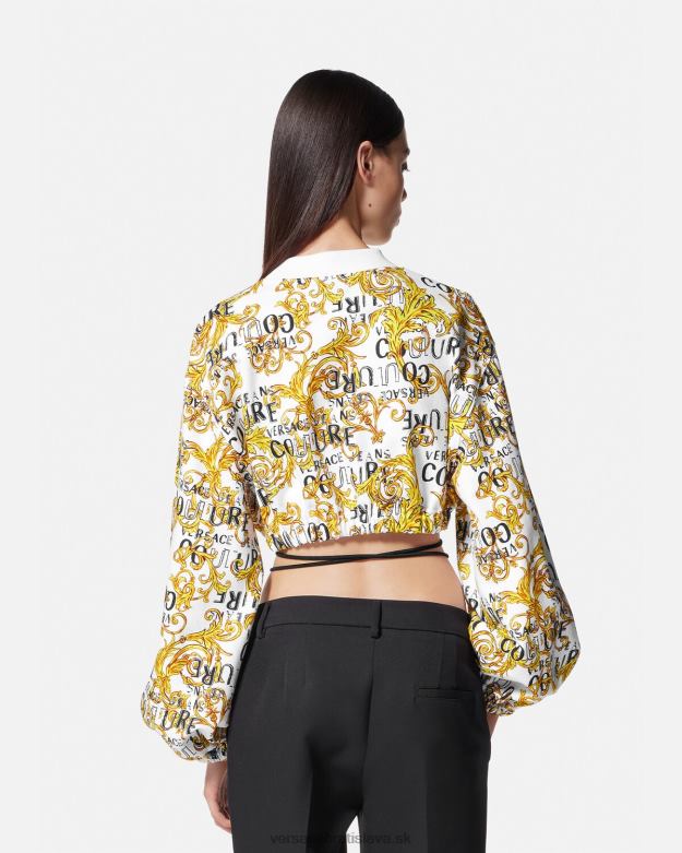 oblečenie X8X8P2225 Versace logo couture crop mikina zlatá a biela ženy