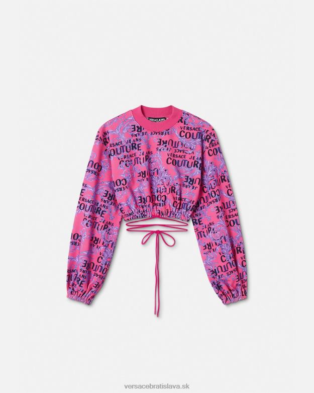 oblečenie X8X8P2226 Versace logo couture crop mikina fuchsiová ženy