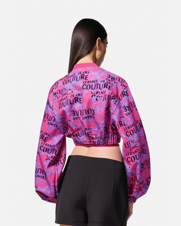 oblečenie X8X8P2226 Versace logo couture crop mikina fuchsiová ženy
