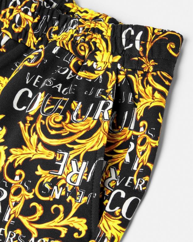 oblečenie X8X8P2238 Versace tepláky s logom couture čierne zlato ženy