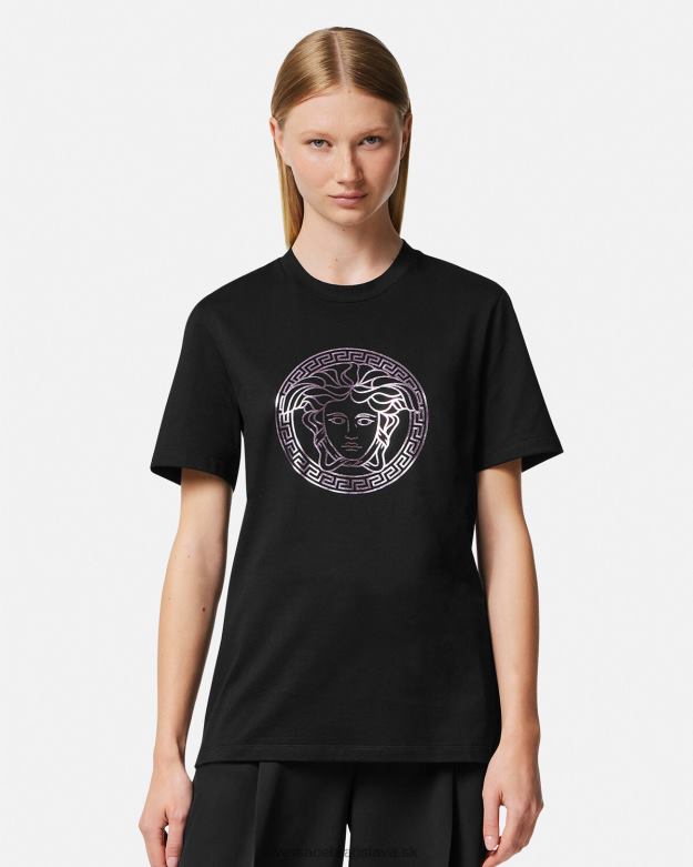 oblečenie X8X8P127 Versace tričko medúza čierna a ružová ženy