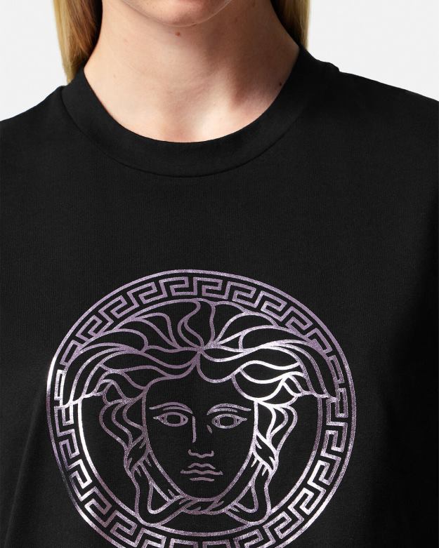 oblečenie X8X8P127 Versace tričko medúza čierna a ružová ženy