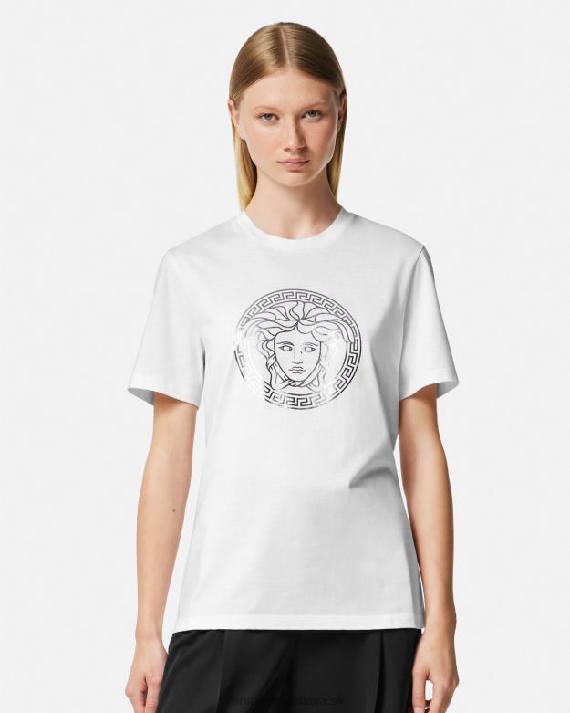 oblečenie X8X8P128 Versace tričko medúza biela a strieborná ženy