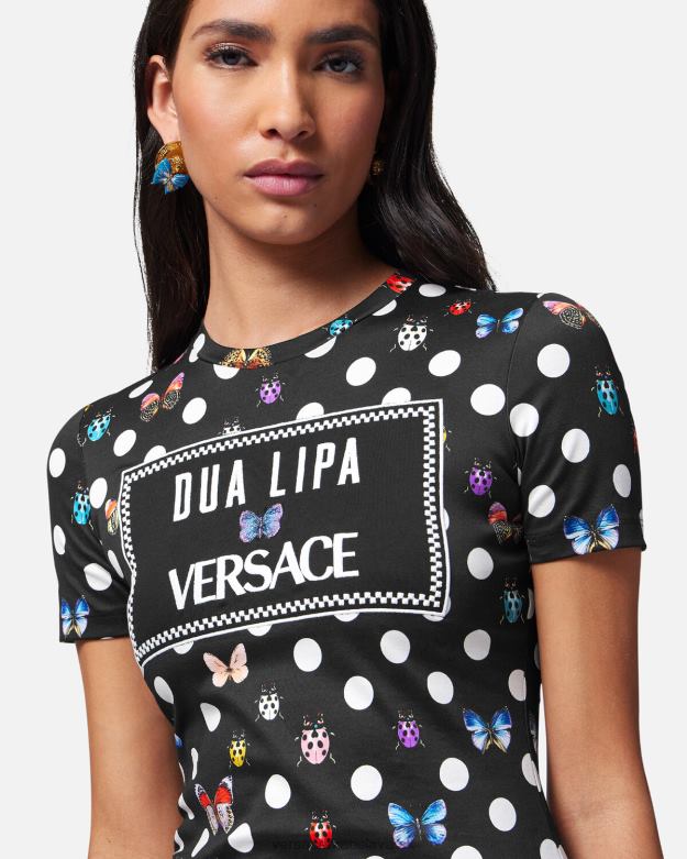 oblečenie X8X8P130 Versace vyšívané tričko s motýlikmi vytlačiť ženy