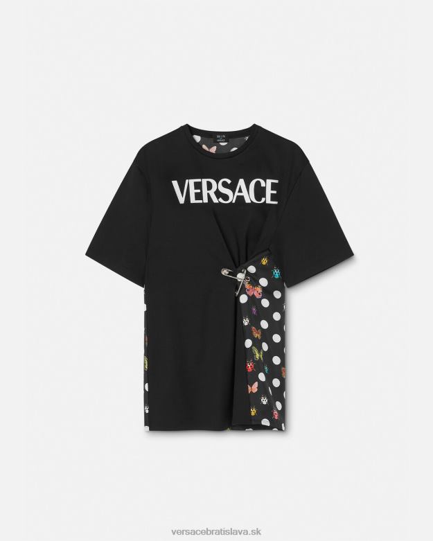 oblečenie X8X8P131 Versace tričko s logom motýľov čierna & oranžová & červená ženy