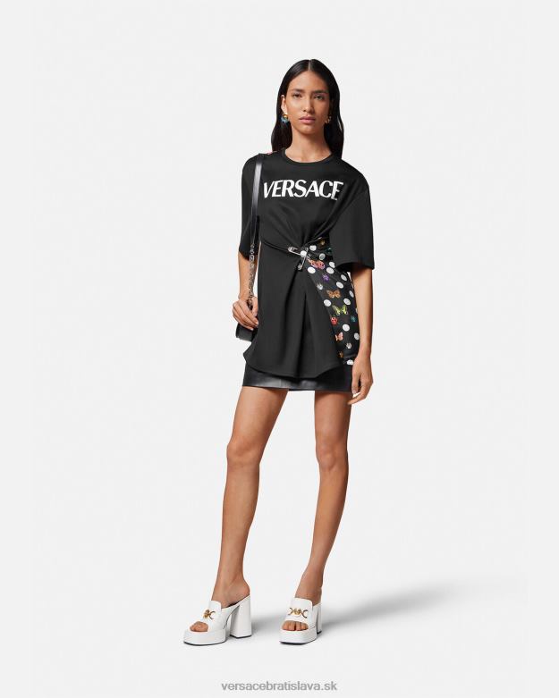 oblečenie X8X8P131 Versace tričko s logom motýľov čierna & oranžová & červená ženy