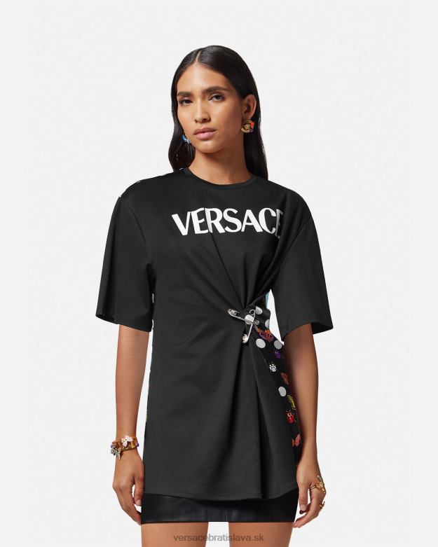oblečenie X8X8P131 Versace tričko s logom motýľov čierna & oranžová & červená ženy