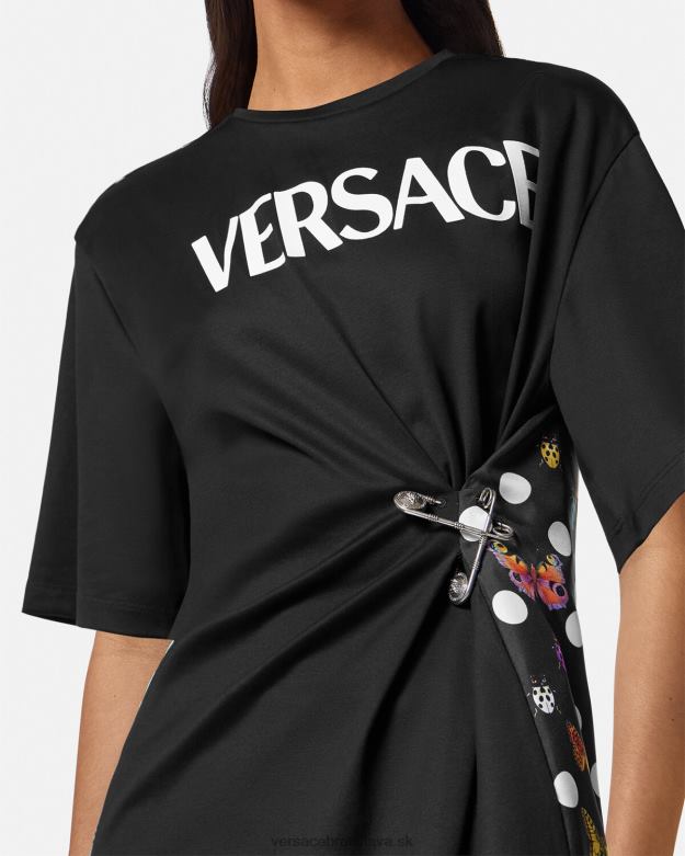 oblečenie X8X8P131 Versace tričko s logom motýľov čierna & oranžová & červená ženy