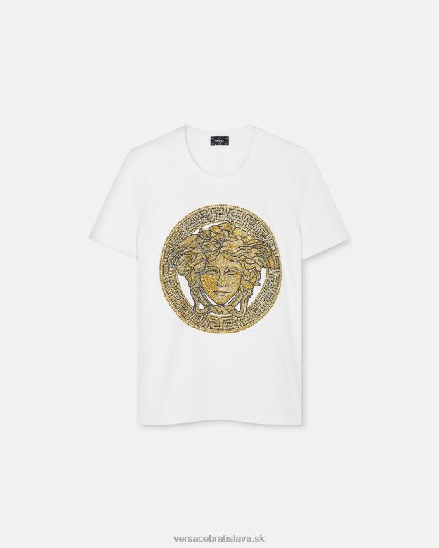 oblečenie X8X8P133 Versace tričko crystal la medusa biele zlato ženy