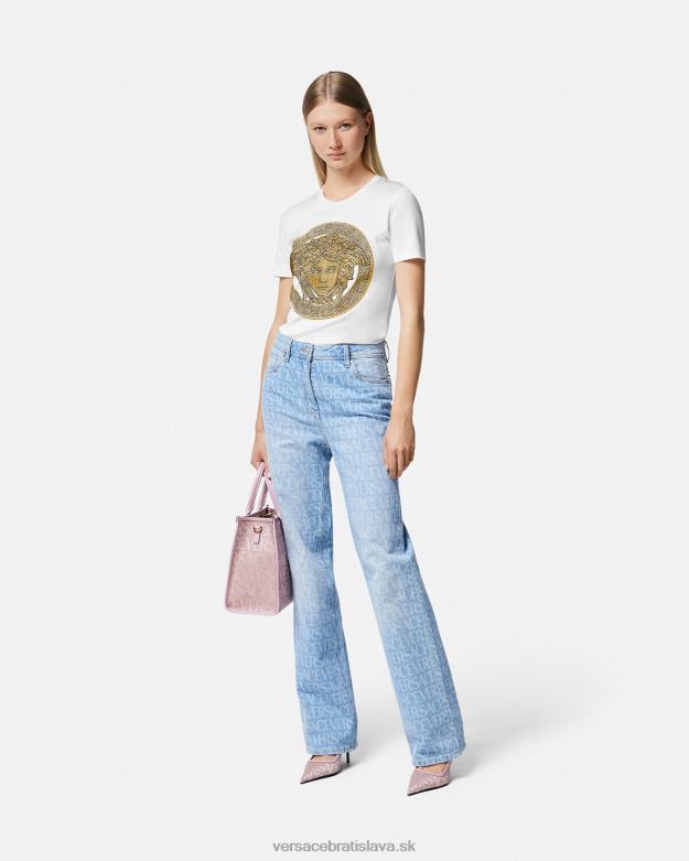 oblečenie X8X8P133 Versace tričko crystal la medusa biele zlato ženy