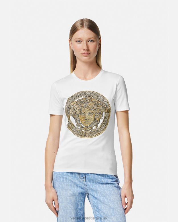 oblečenie X8X8P133 Versace tričko crystal la medusa biele zlato ženy