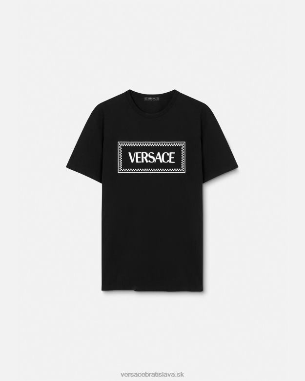 oblečenie X8X8P137 Versace tričko s vyšívaným logom čierna ženy
