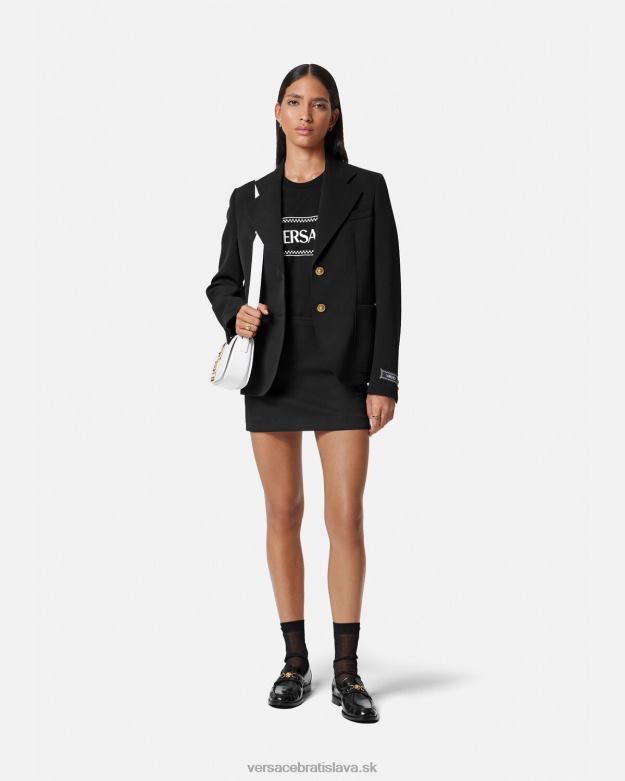 oblečenie X8X8P137 Versace tričko s vyšívaným logom čierna ženy