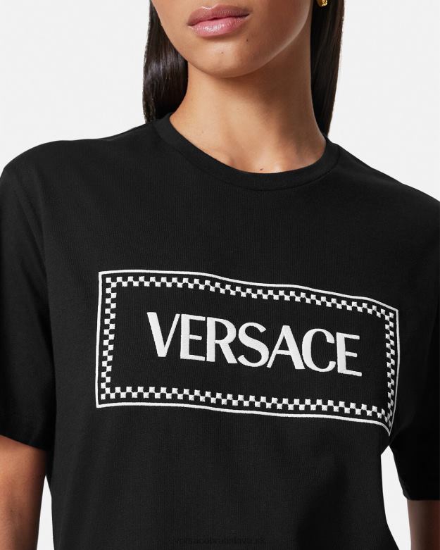 oblečenie X8X8P137 Versace tričko s vyšívaným logom čierna ženy