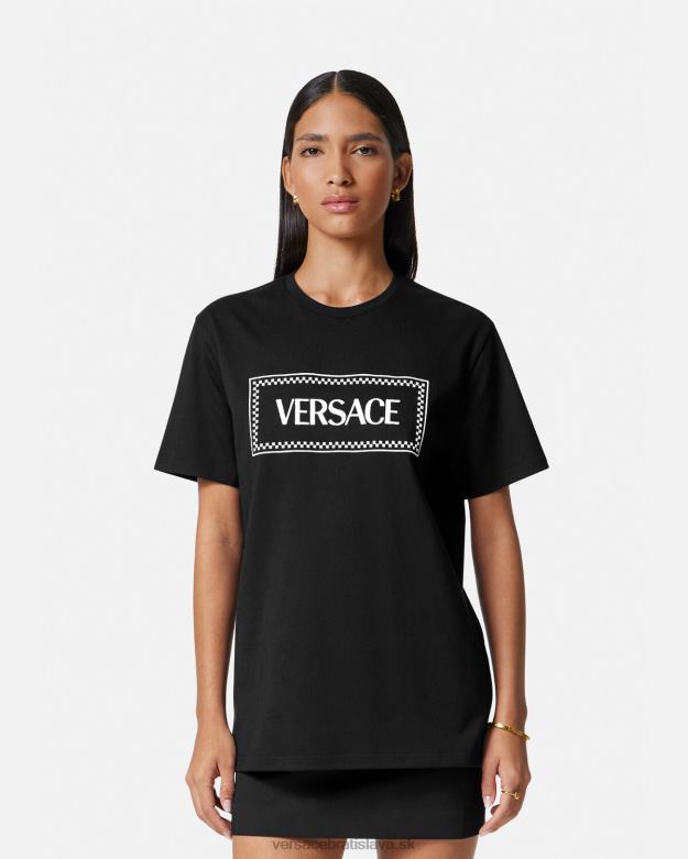 oblečenie X8X8P137 Versace tričko s vyšívaným logom čierna ženy