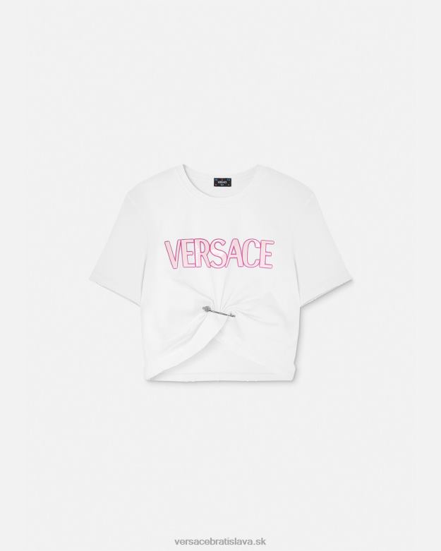 oblečenie X8X8P138 Versace tričko s logom zatváracieho špendlíka biely ženy