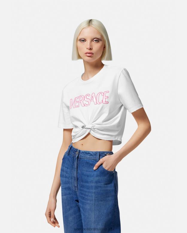 oblečenie X8X8P138 Versace tričko s logom zatváracieho špendlíka biely ženy