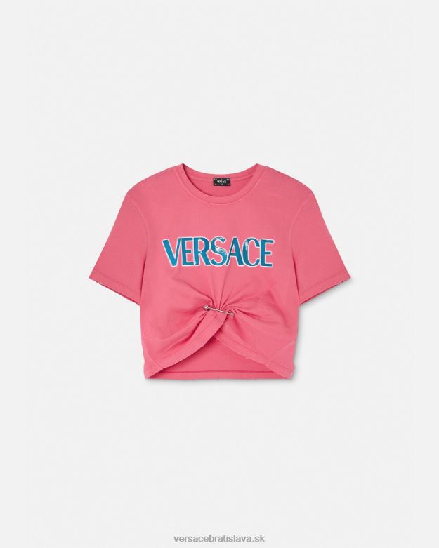 oblečenie X8X8P139 Versace tričko s logom zatváracieho špendlíka Ružová ženy