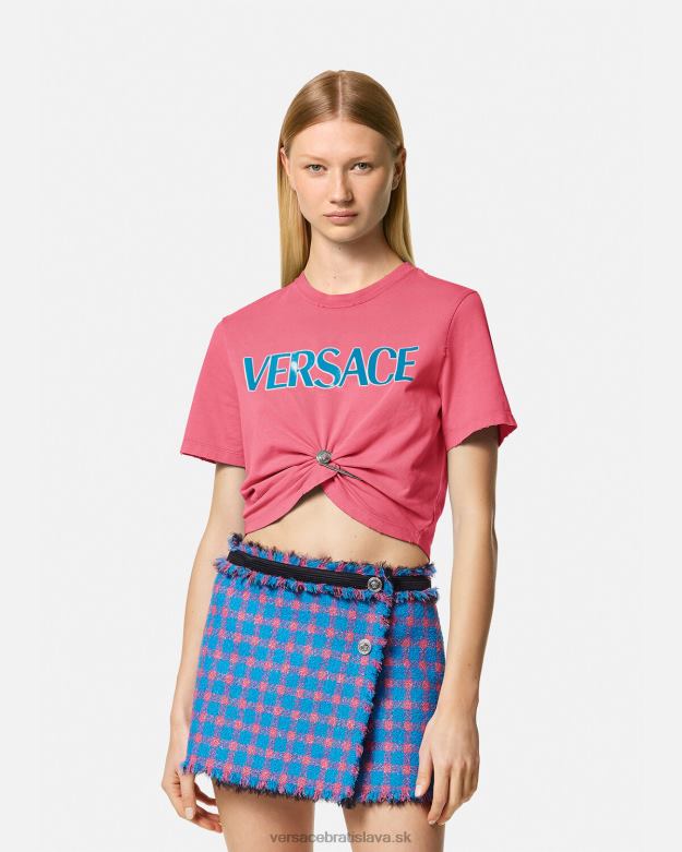oblečenie X8X8P139 Versace tričko s logom zatváracieho špendlíka Ružová ženy