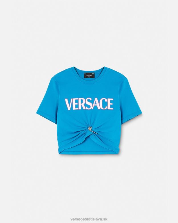 oblečenie X8X8P140 Versace tričko s logom zatváracieho špendlíka Modrá ženy