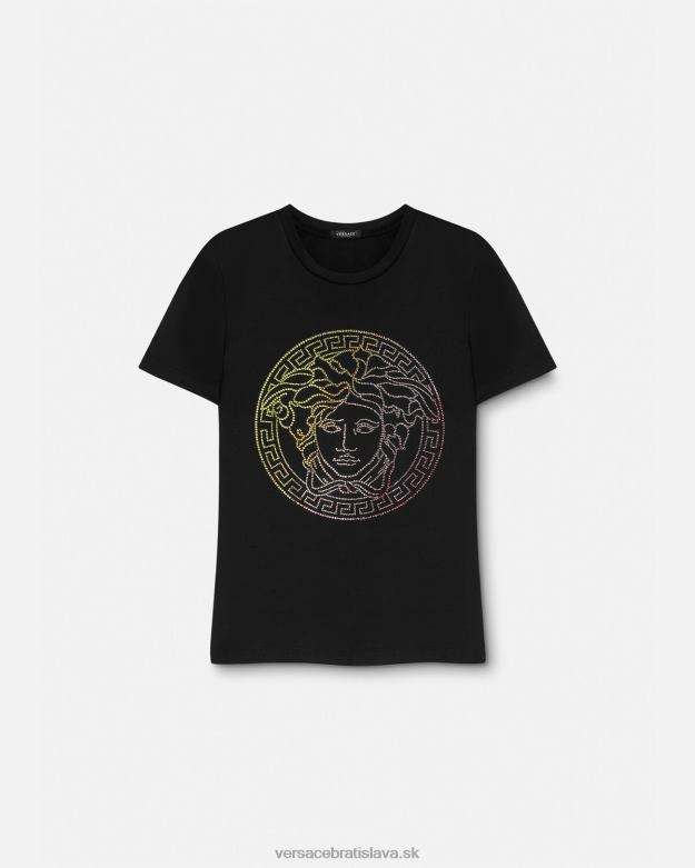 oblečenie X8X8P141 Versace krištáľové tričko medúza čierna ženy